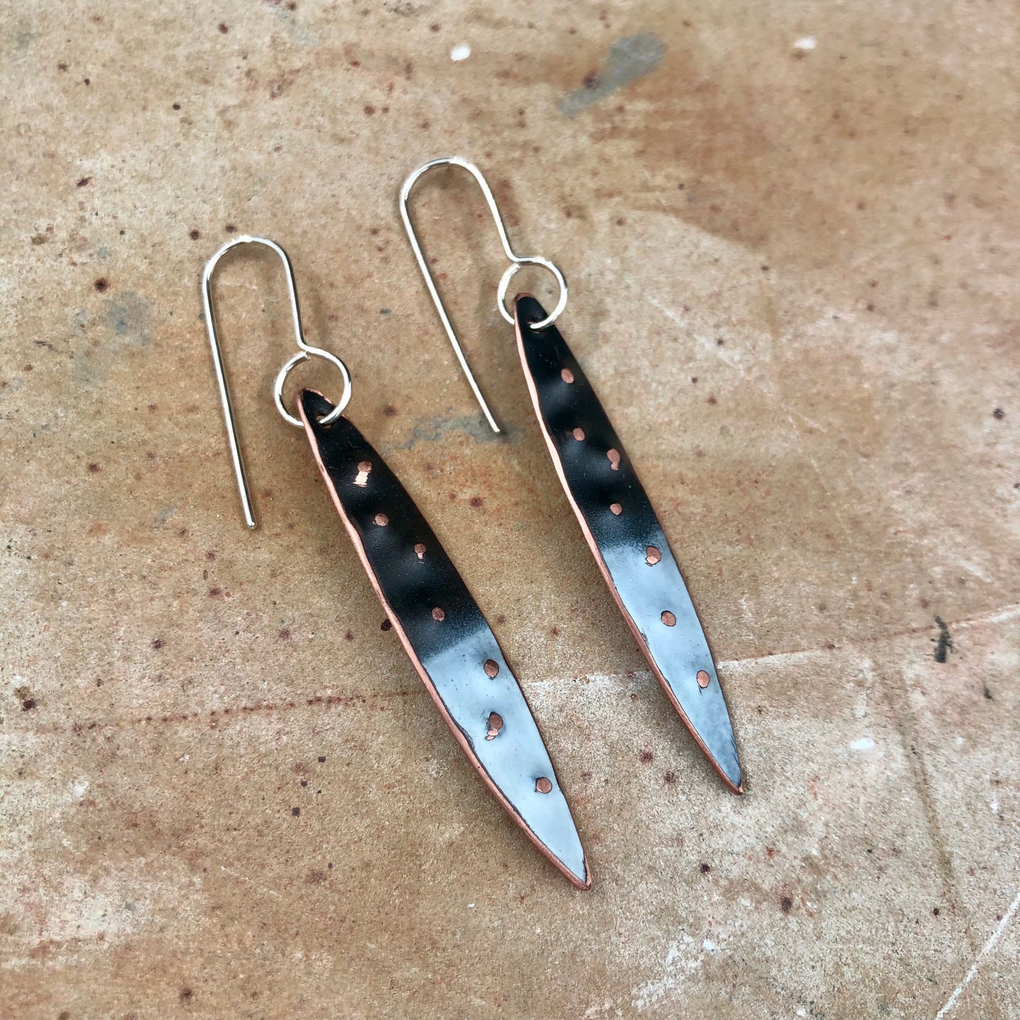 White & Black Repurposed Copper/Narrow Leaf