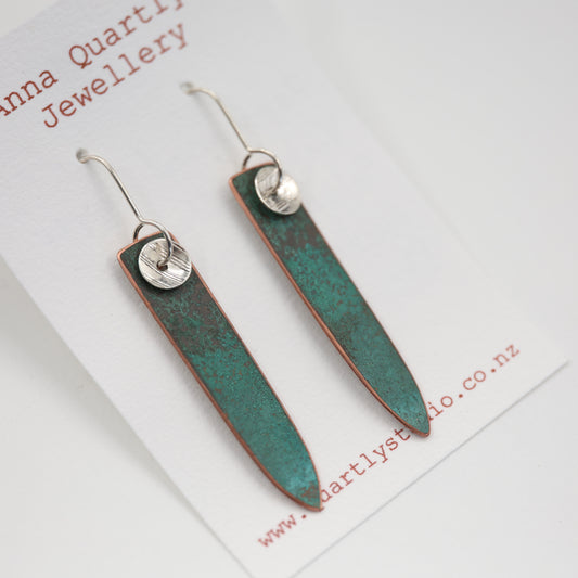 Natural Patina Design with Vintage Silver-Feather Shape