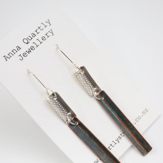 Natural Patina Design Etched with Vintage Silver