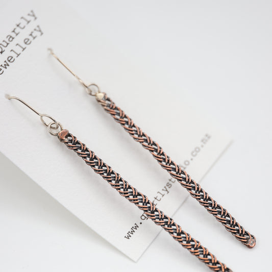 Woven Copper Electrical Wire Earrings