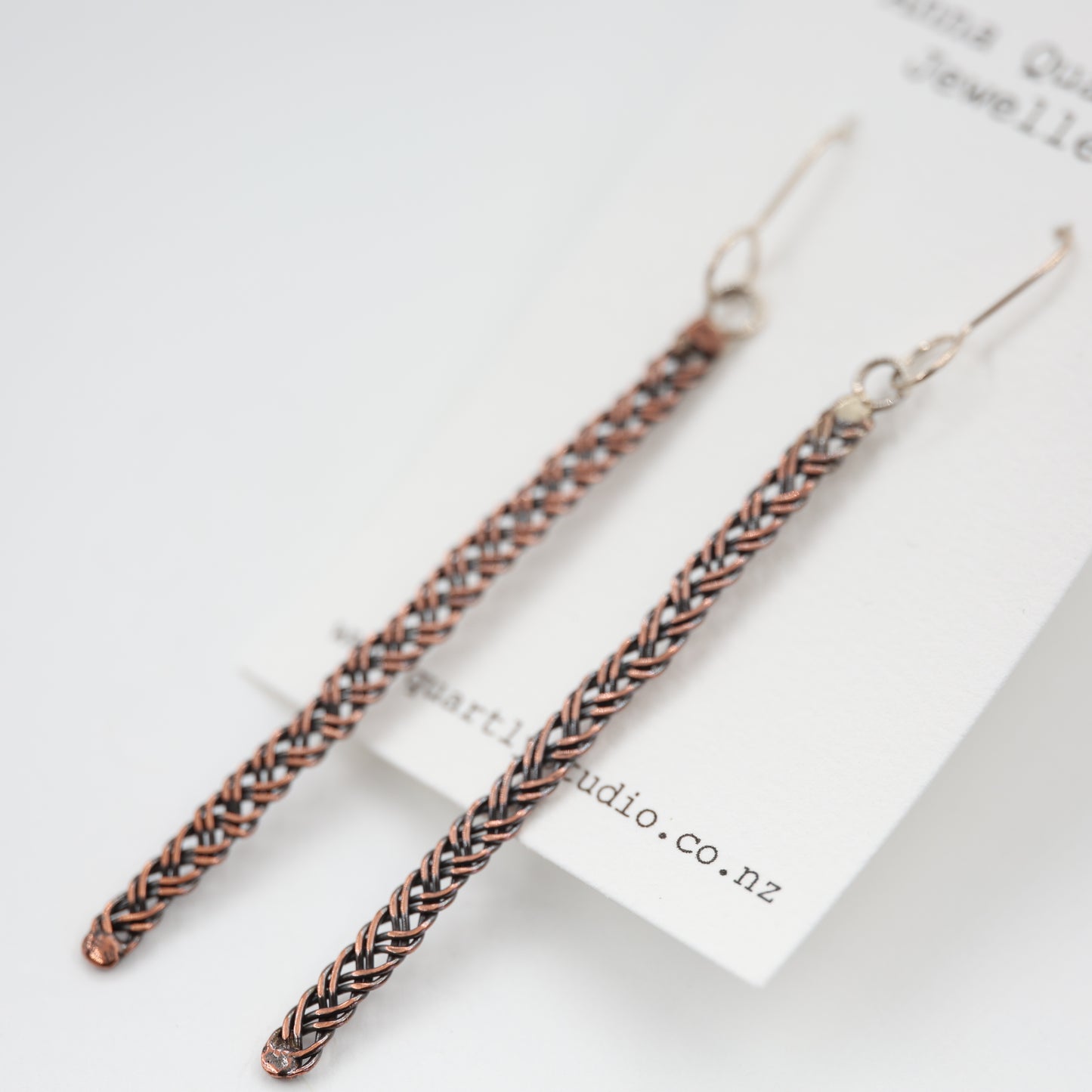 Woven Copper Electrical Wire Earrings