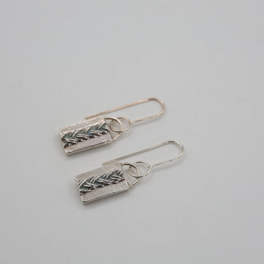 Solid Weave Silver Earrings