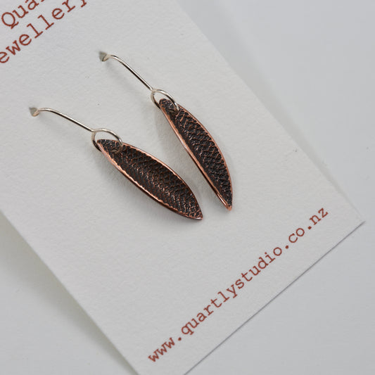 Texture Copper Leaf Earrings