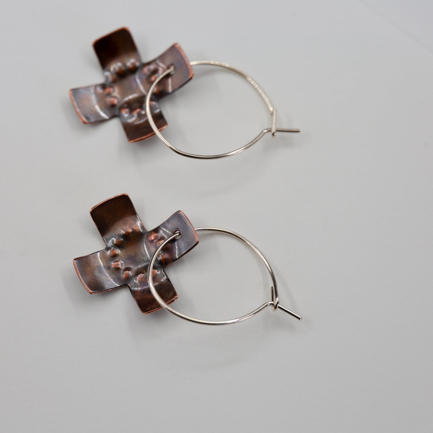 Copper cross Hoop Earrings