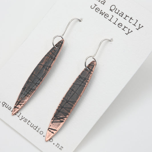 Contemporary Line Earrings-Leaf