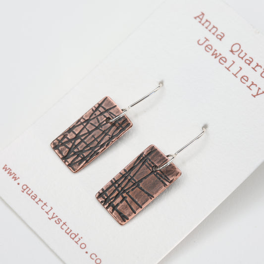 Contemporary Line Earrings-Rectangle