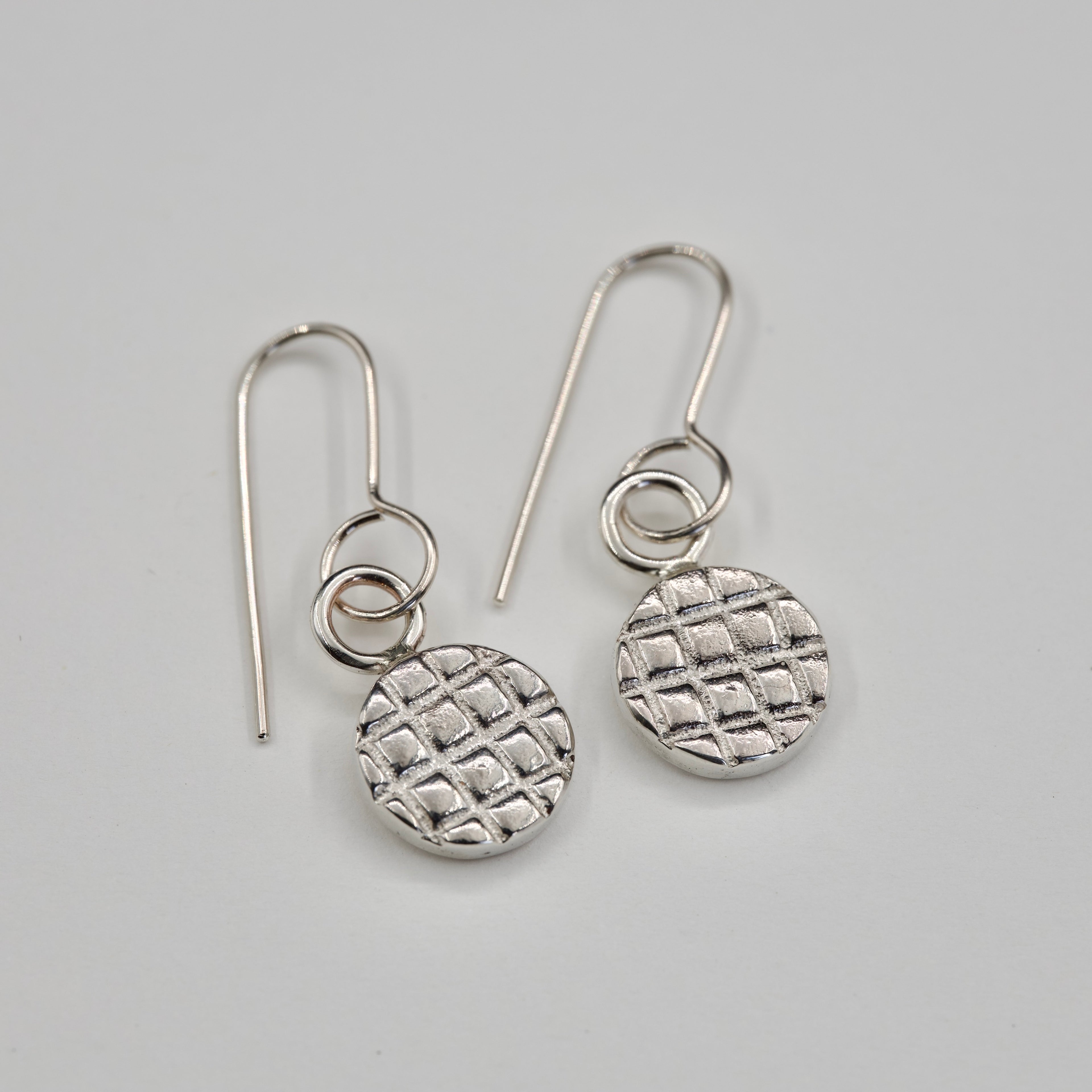 Grid Pattern - Silver Earrings