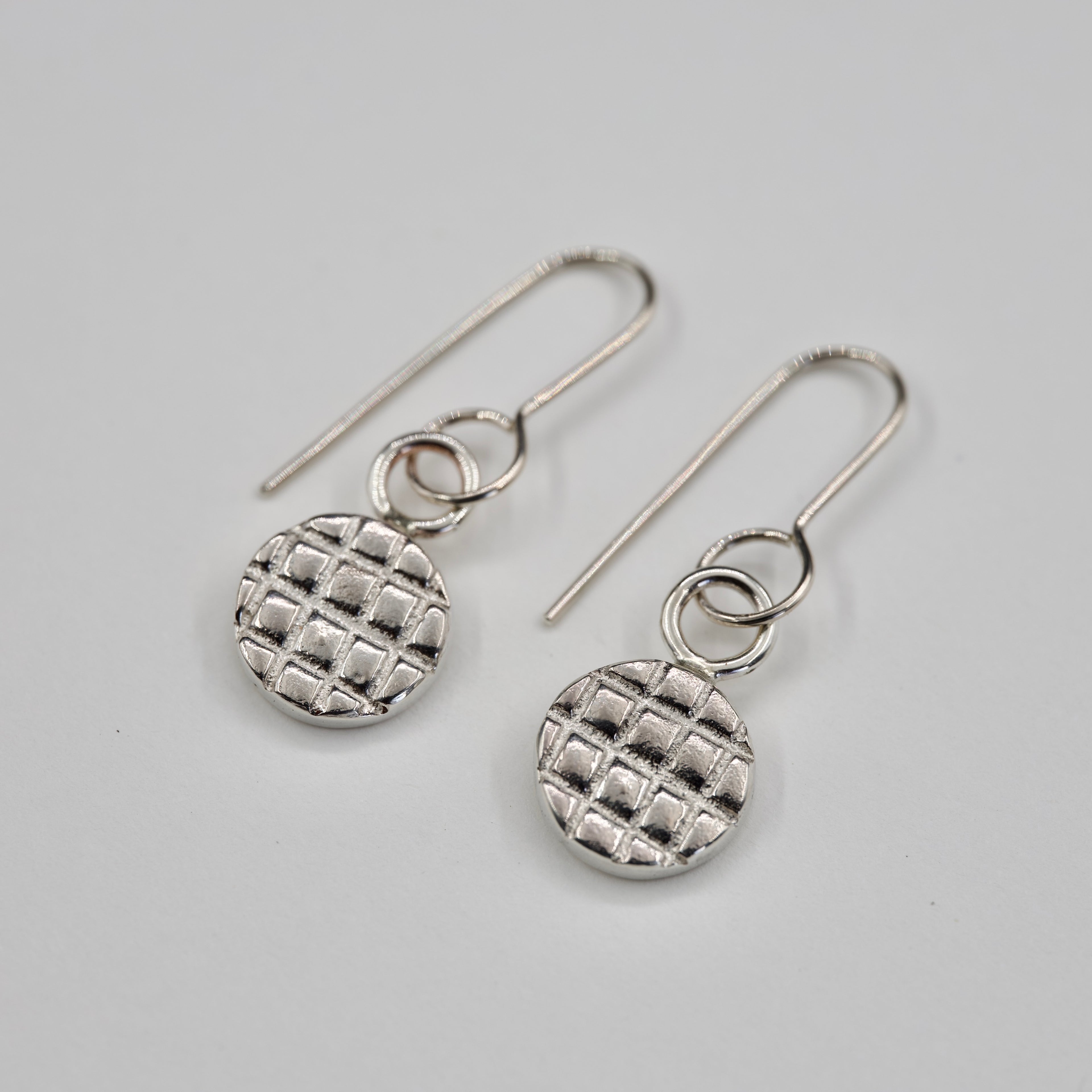 Grid Pattern - Silver Earrings