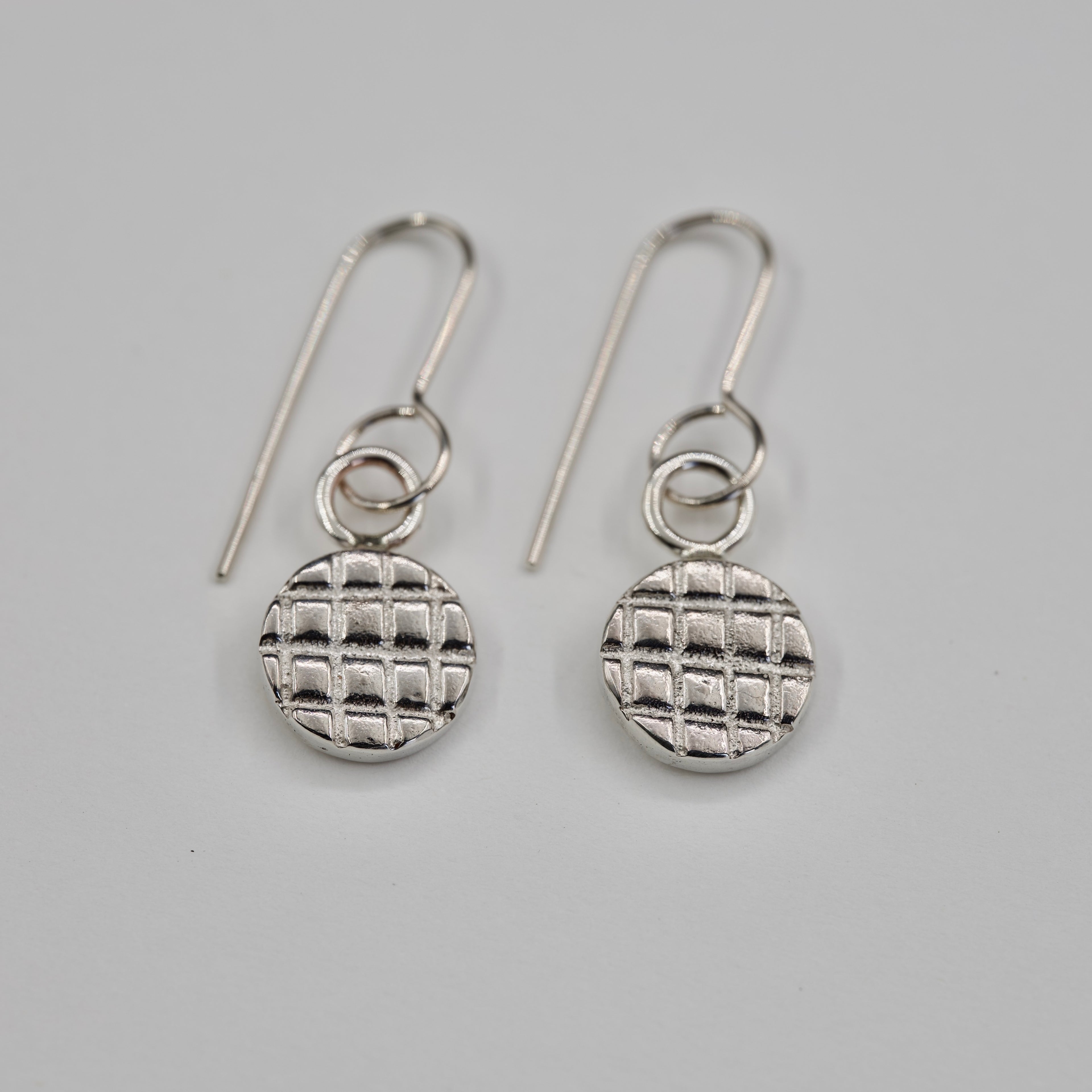 Grid Pattern - Silver Earrings