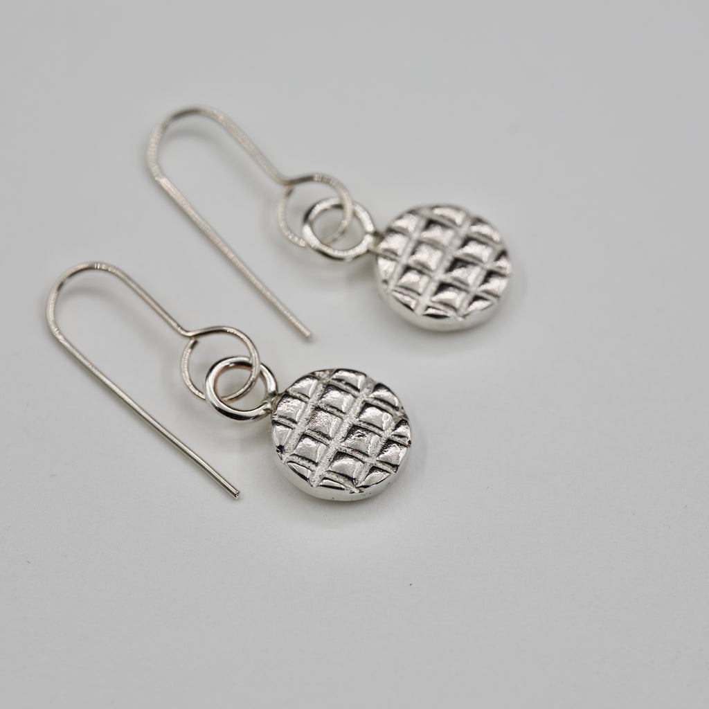 Grid Pattern - Silver Earrings
