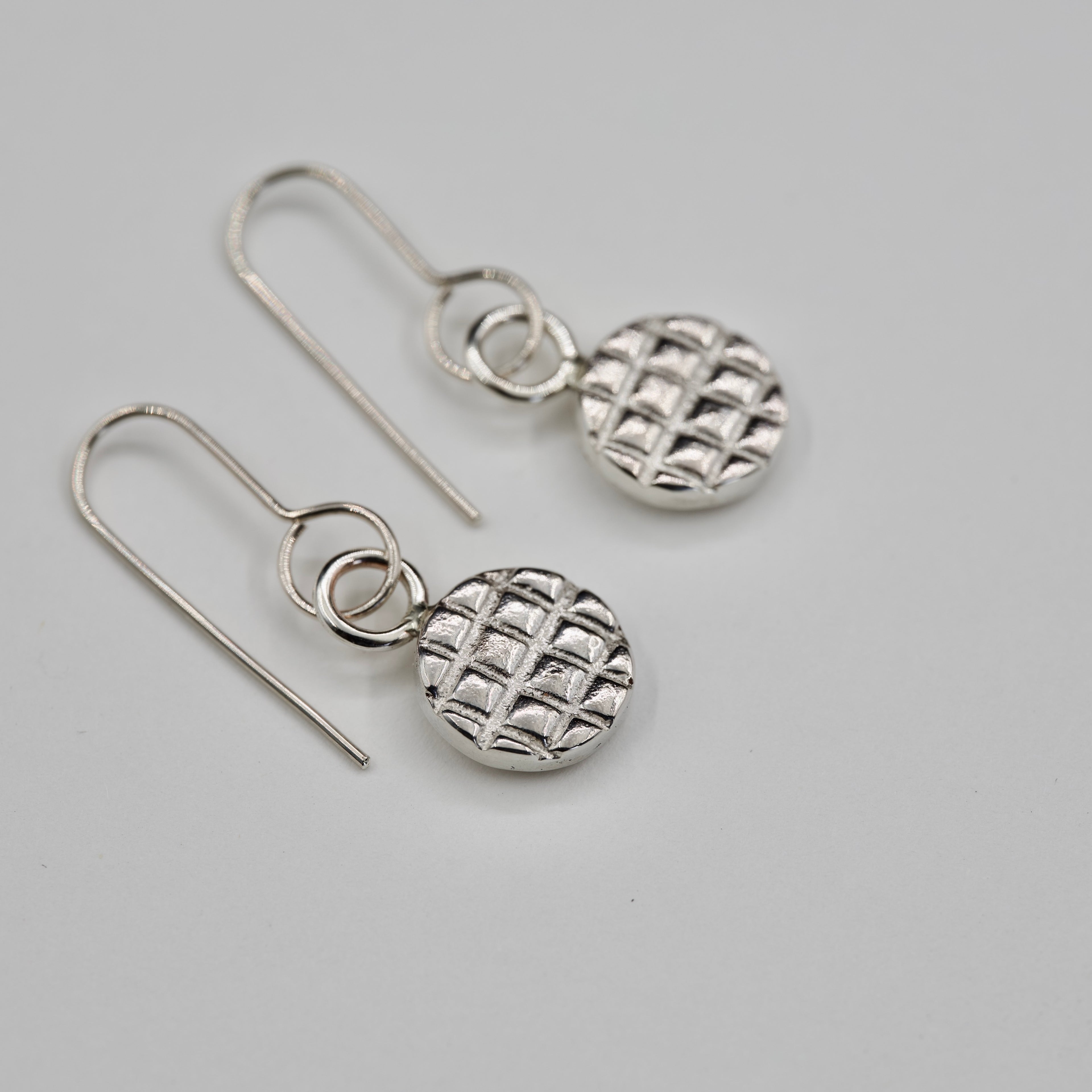 Grid Pattern - Silver Earrings