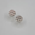 Grid Pattern Studs - Silver Earrings