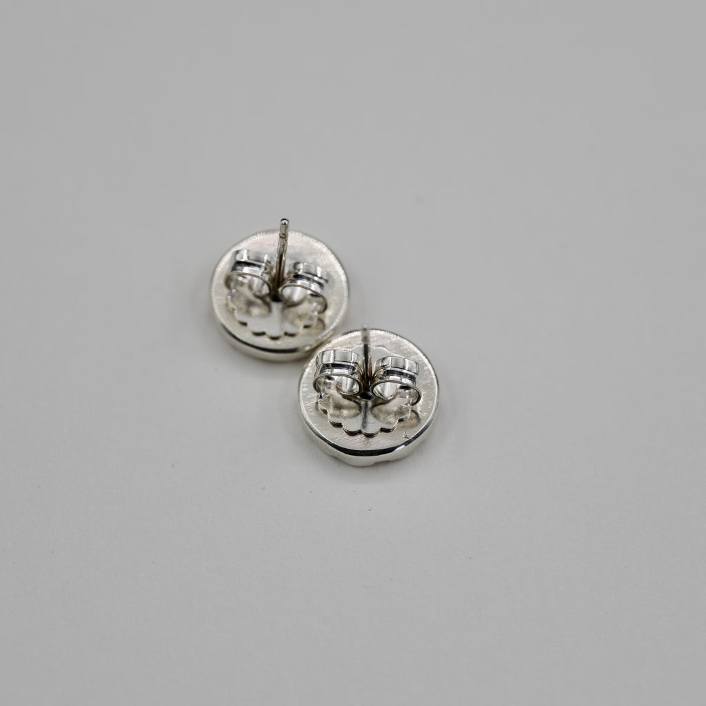 Grid Pattern Studs - Silver Earrings