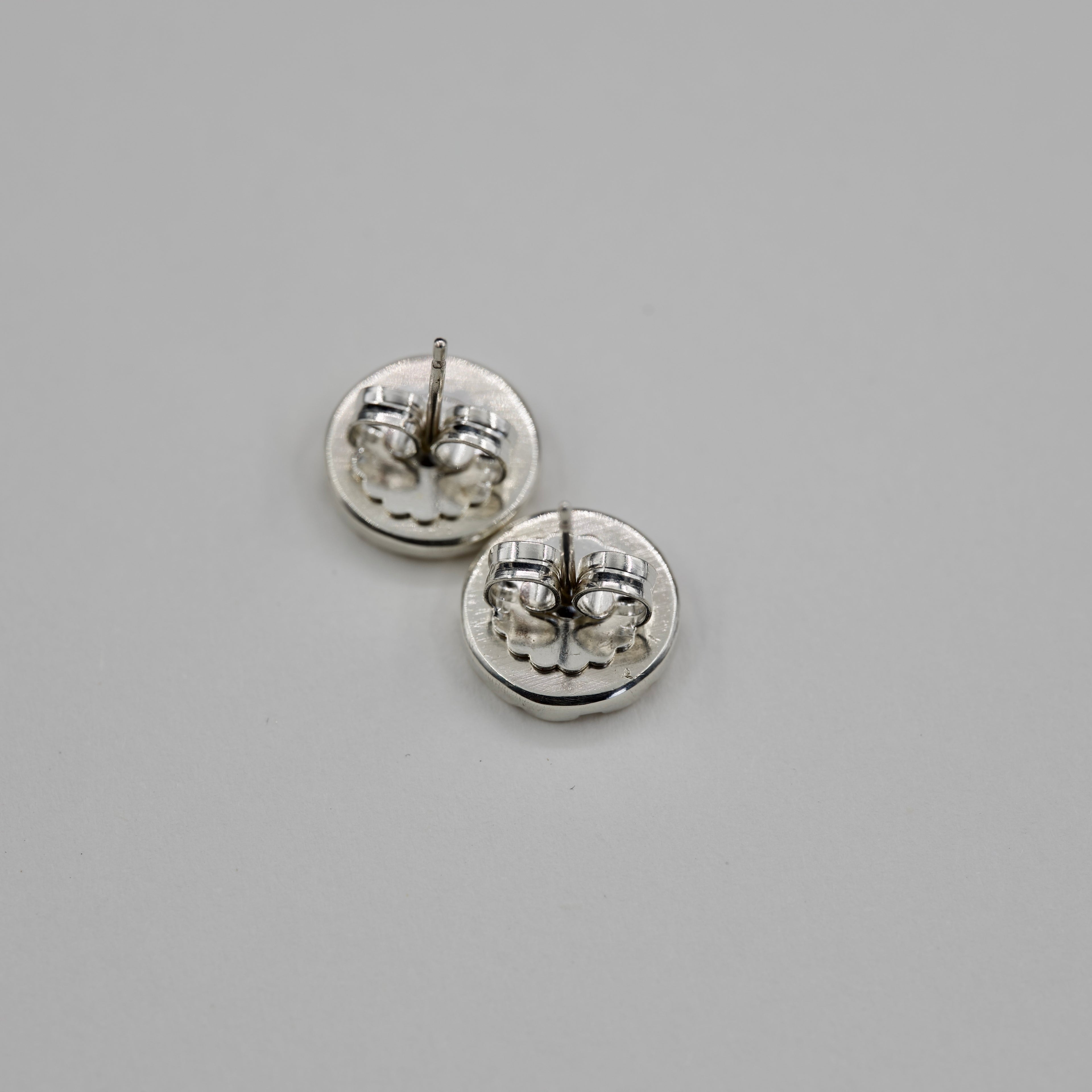 Grid Pattern Studs - Silver Earrings
