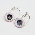 White & Black Enamel Earrings / Large Hoops