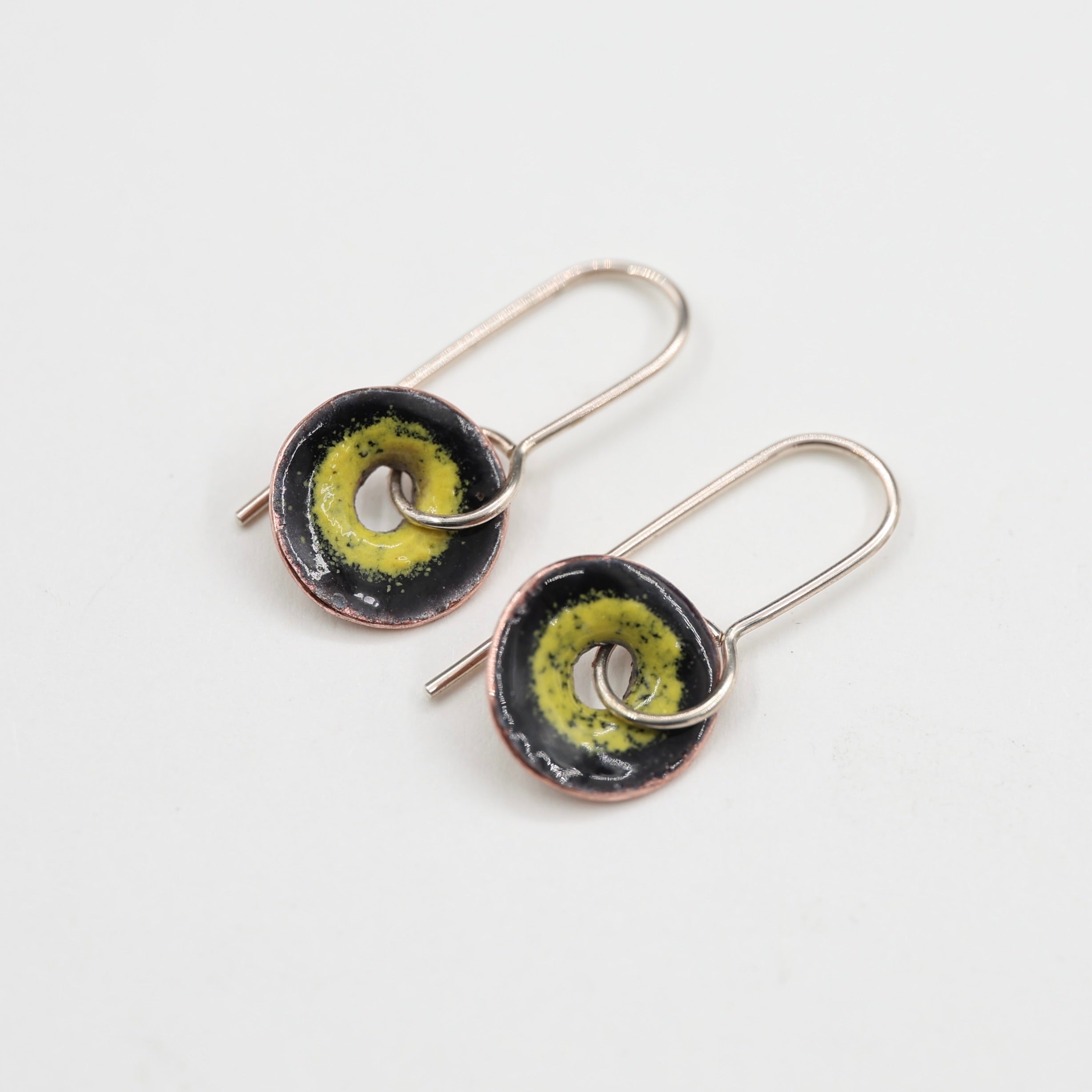 Black & Yellow Enamel Earrings / Medium
