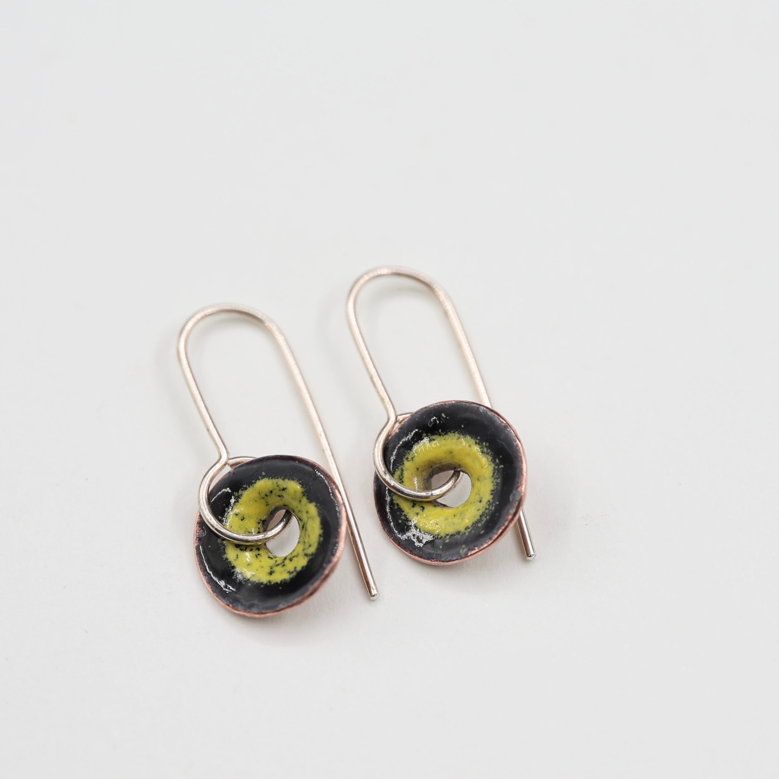 Black & Yellow Enamel Earrings / Medium