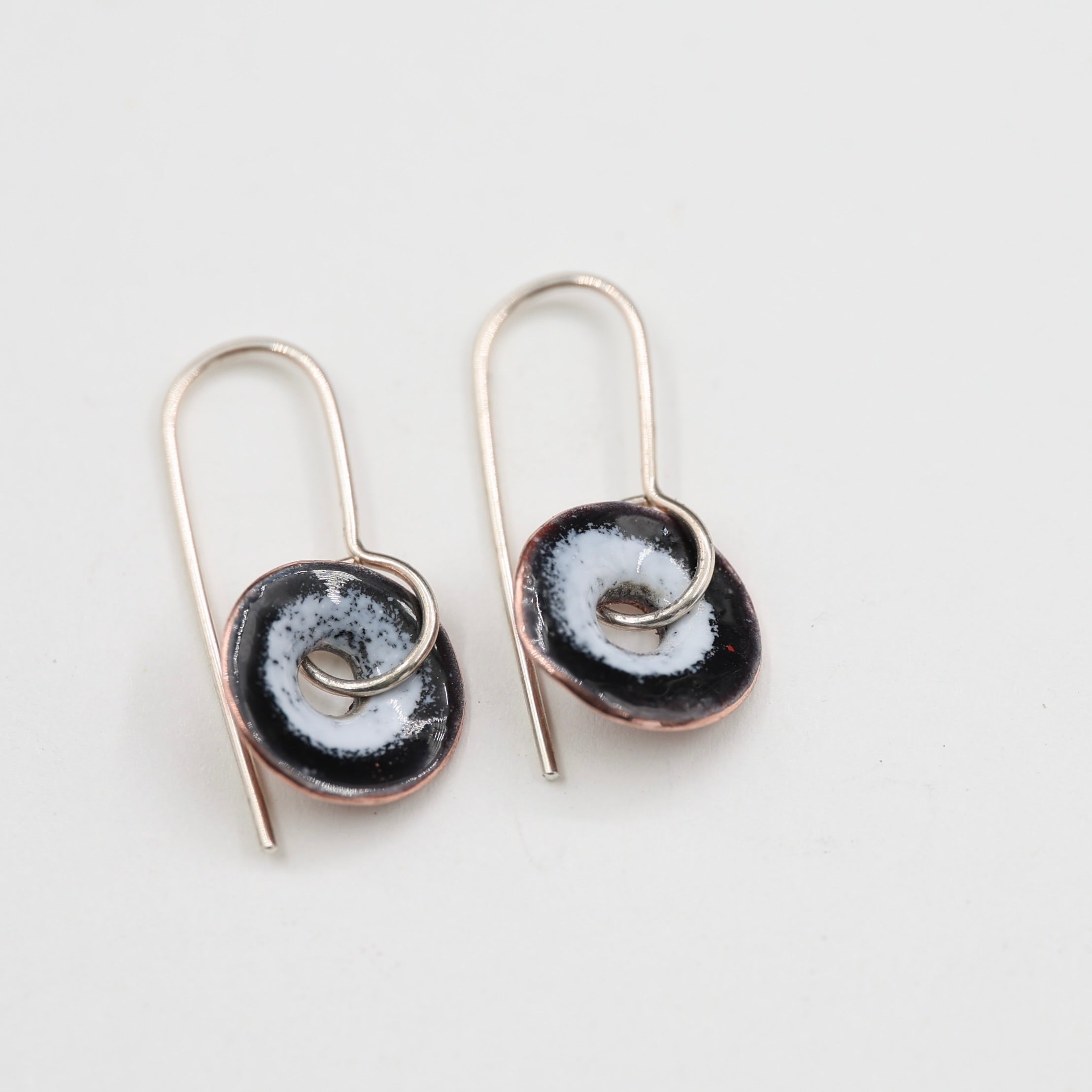 Black & White Enamel Earrings / Medium
