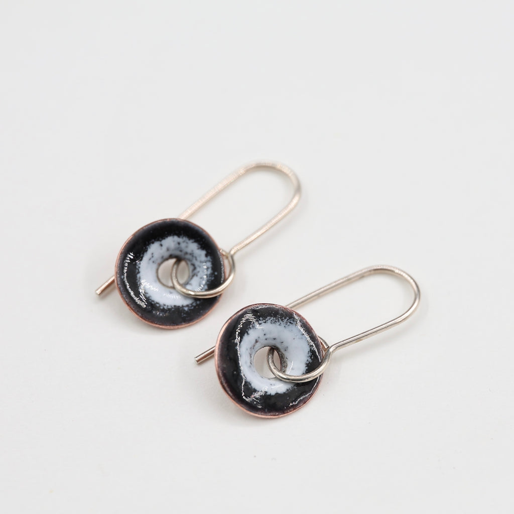 Black & White Enamel Earrings / Medium