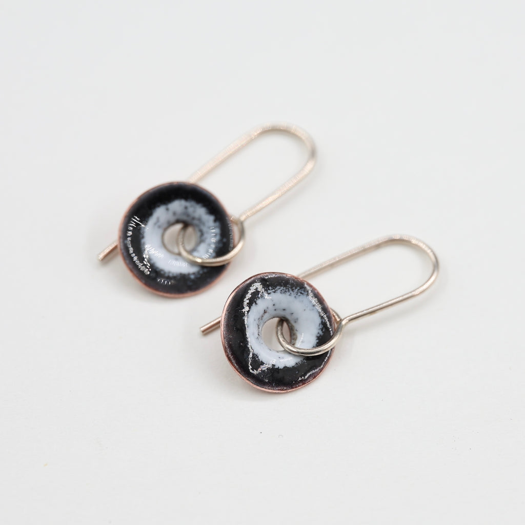 Black & White Enamel Earrings / Medium