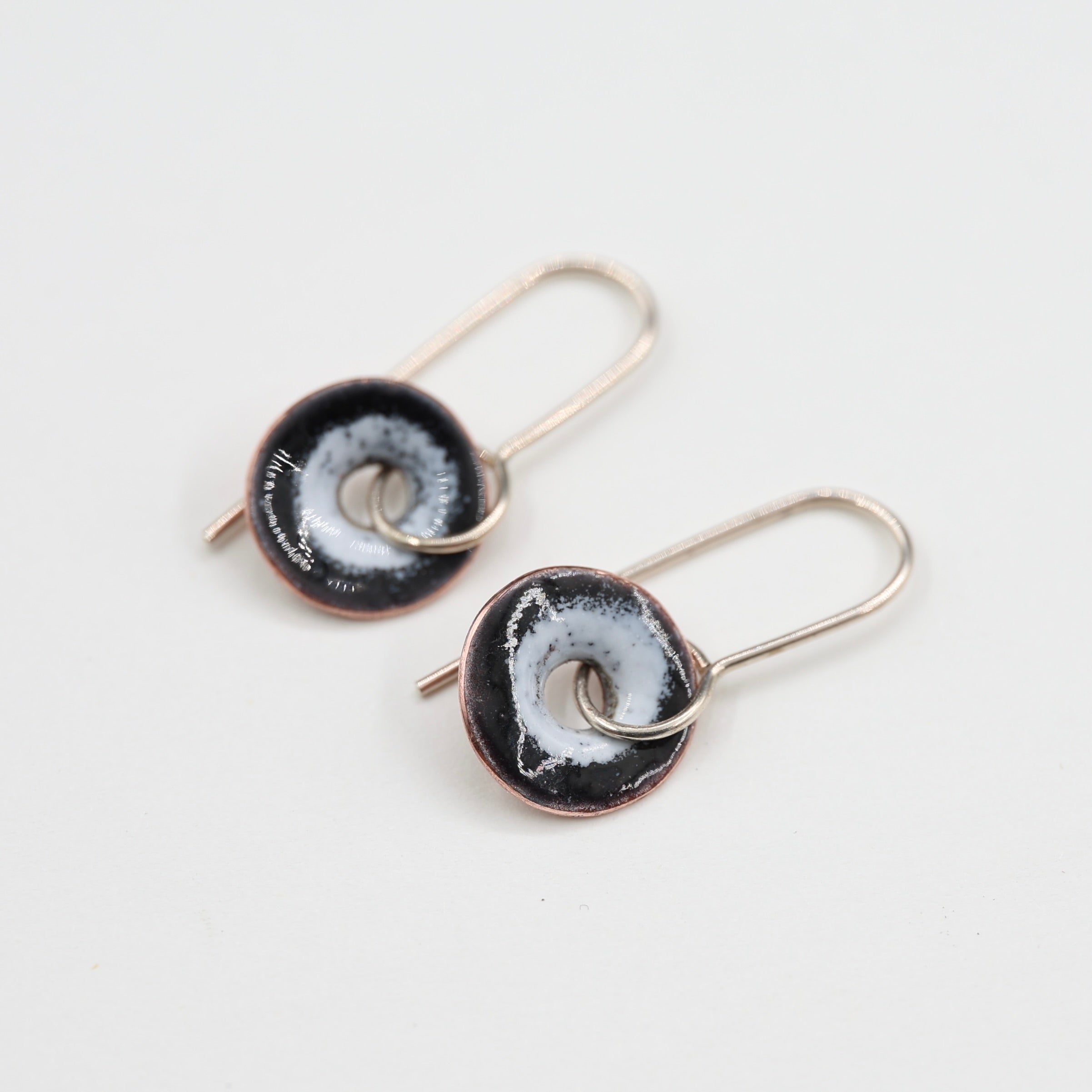 Black & White Enamel Earrings / Medium