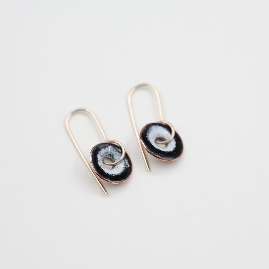 Black & White Enamel Earrings / Medium