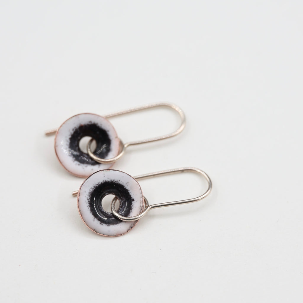 White & Black Enamel Earrings / Medium