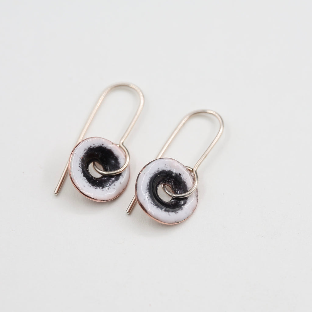 White & Black Enamel Earrings / Medium