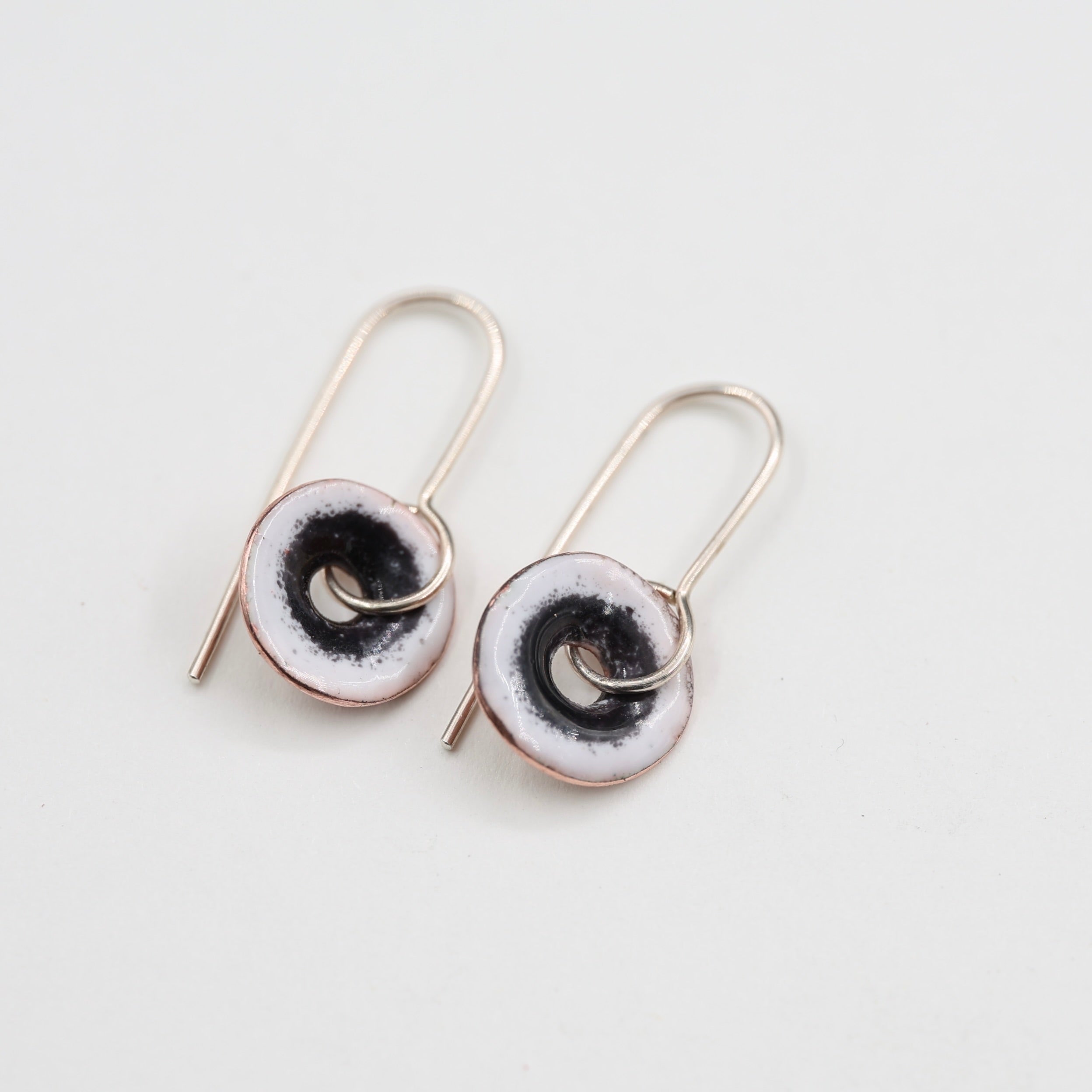 White & Black Enamel Earrings / Medium