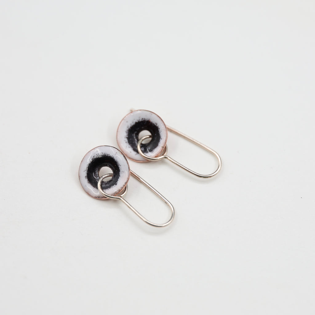 White & Black Enamel Earrings / Medium
