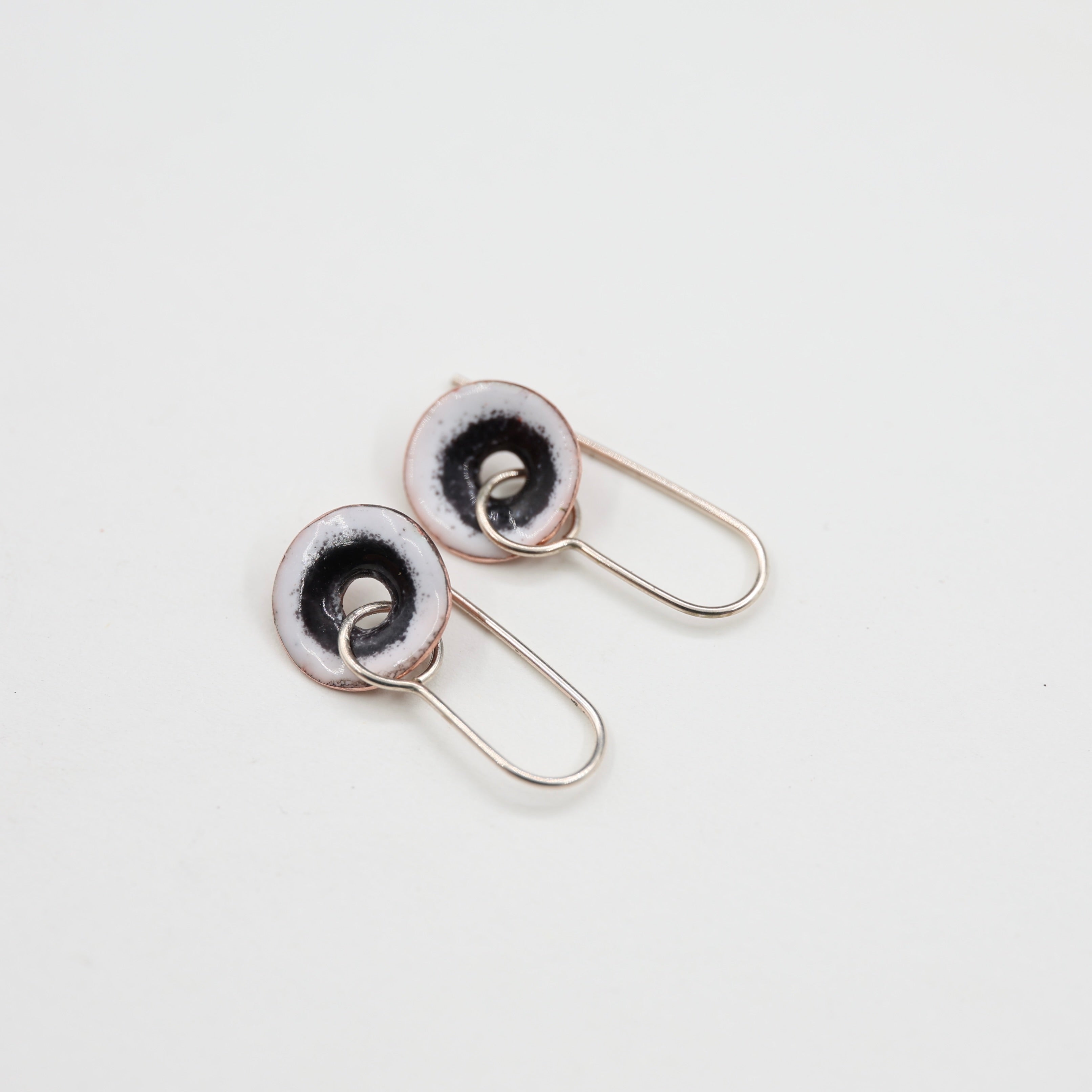 White & Black Enamel Earrings / Medium