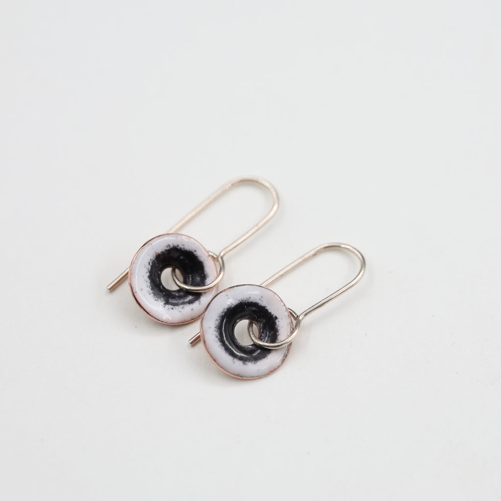 White & Black Enamel Earrings / Medium