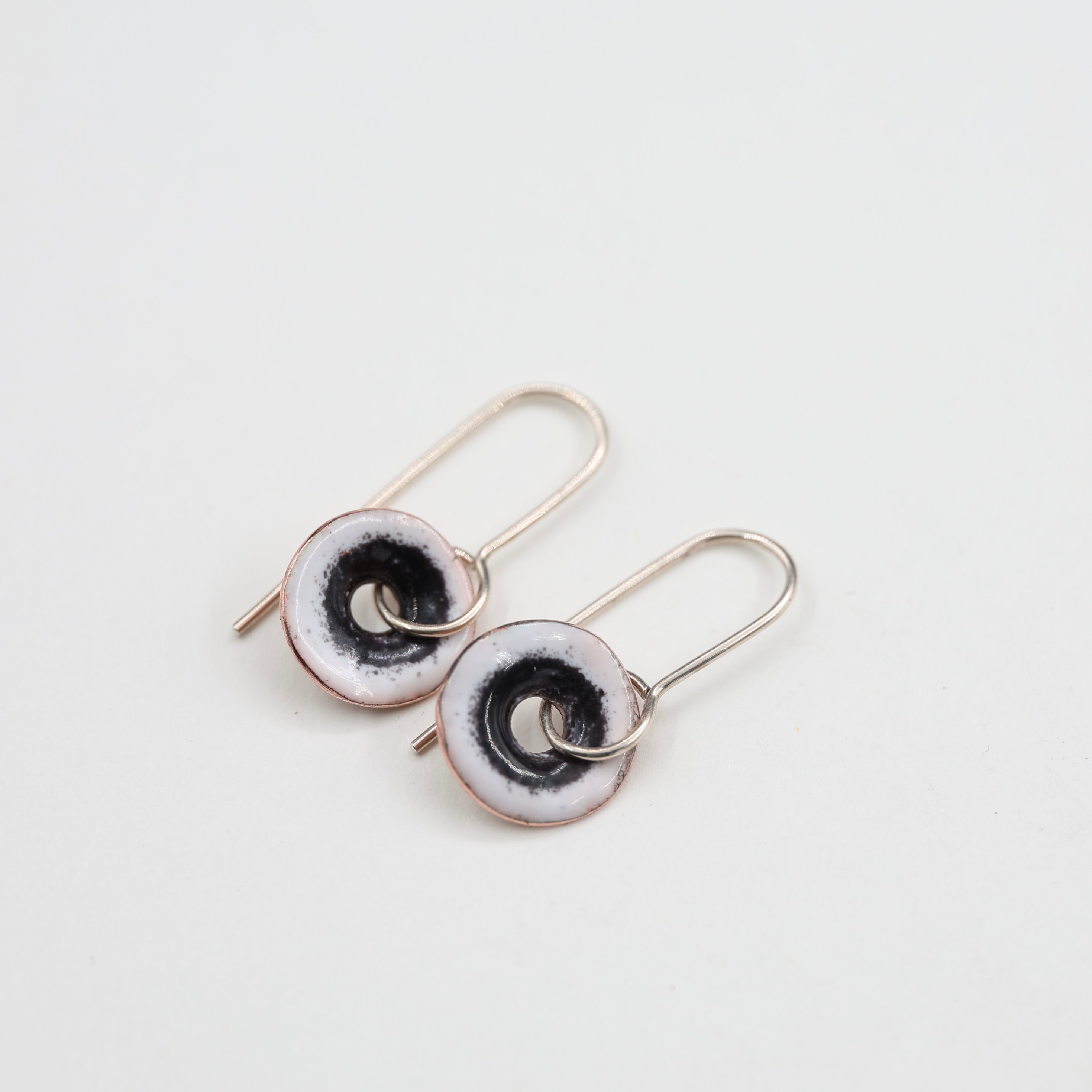 White & Black Enamel Earrings / Medium