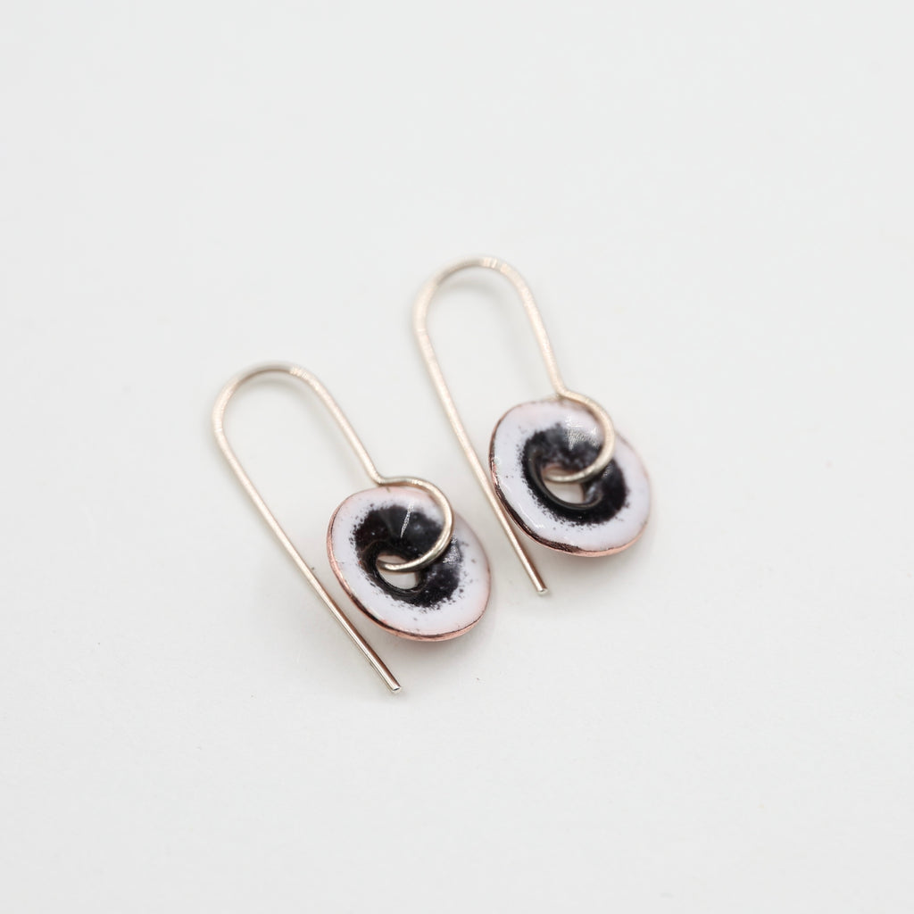 White & Black Enamel Earrings / Medium