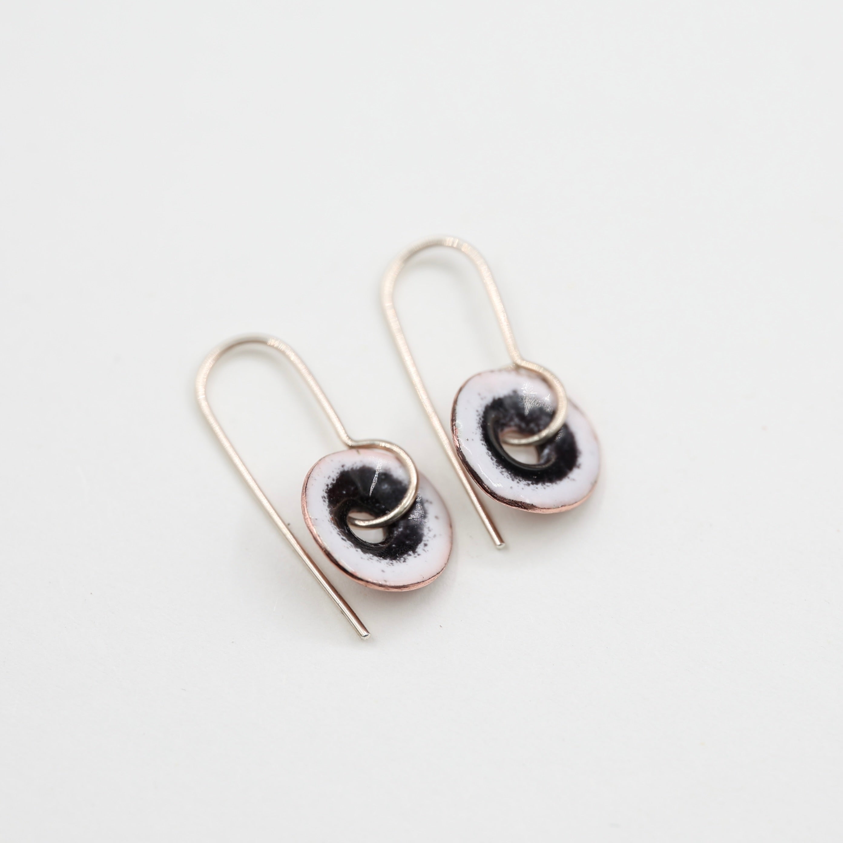 White & Black Enamel Earrings / Medium