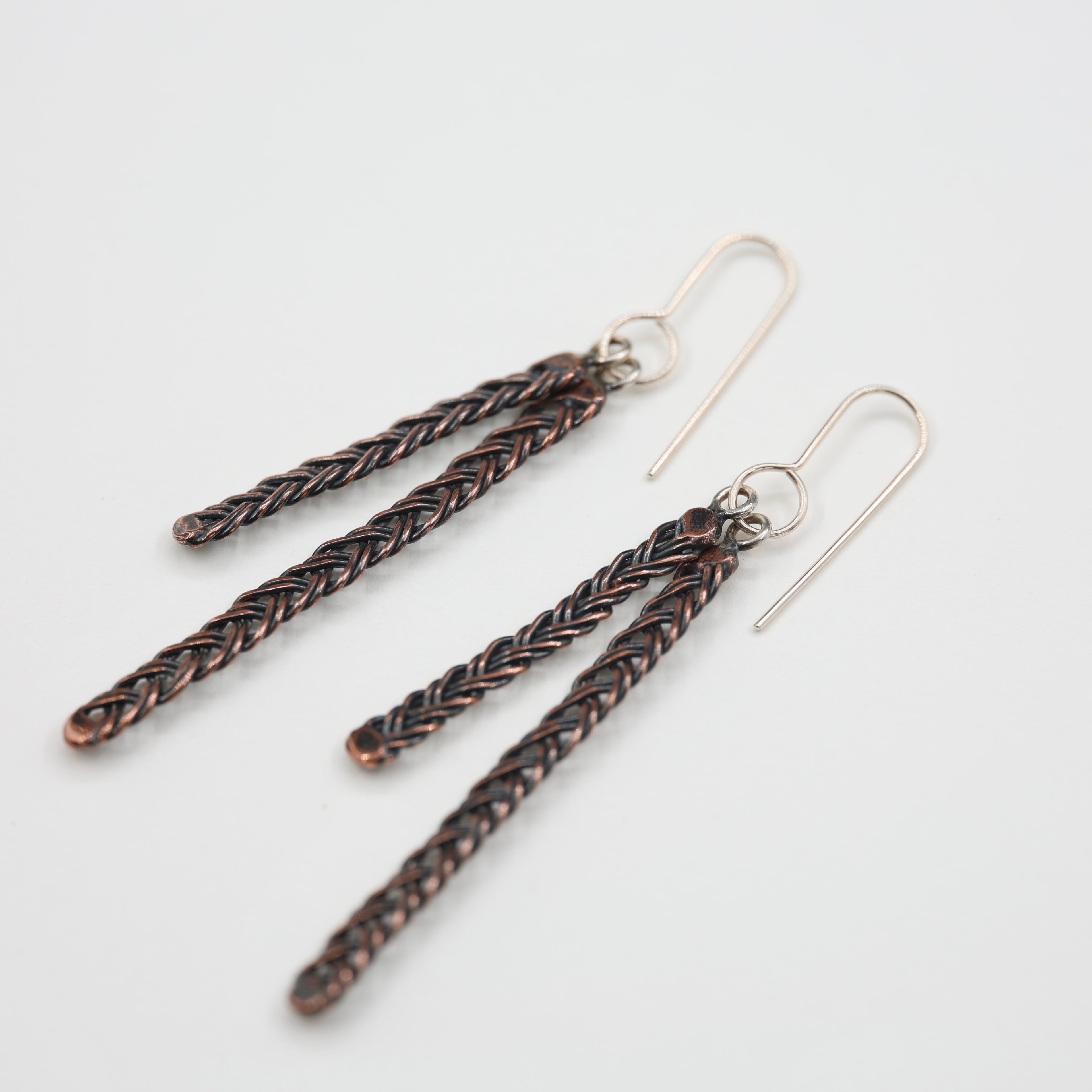 Copper Wire plait - Double Earrings