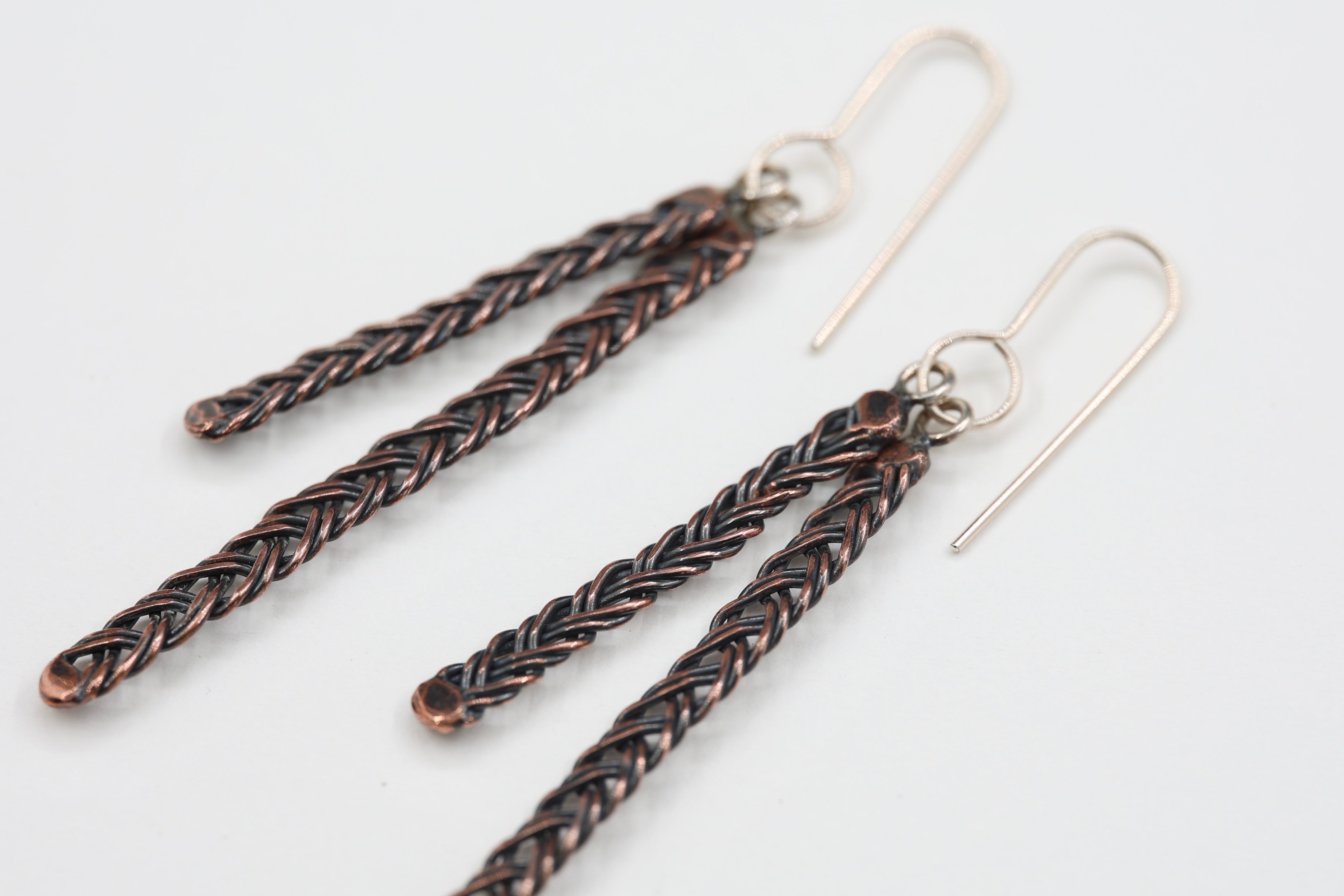 Copper Wire plait - Double Earrings