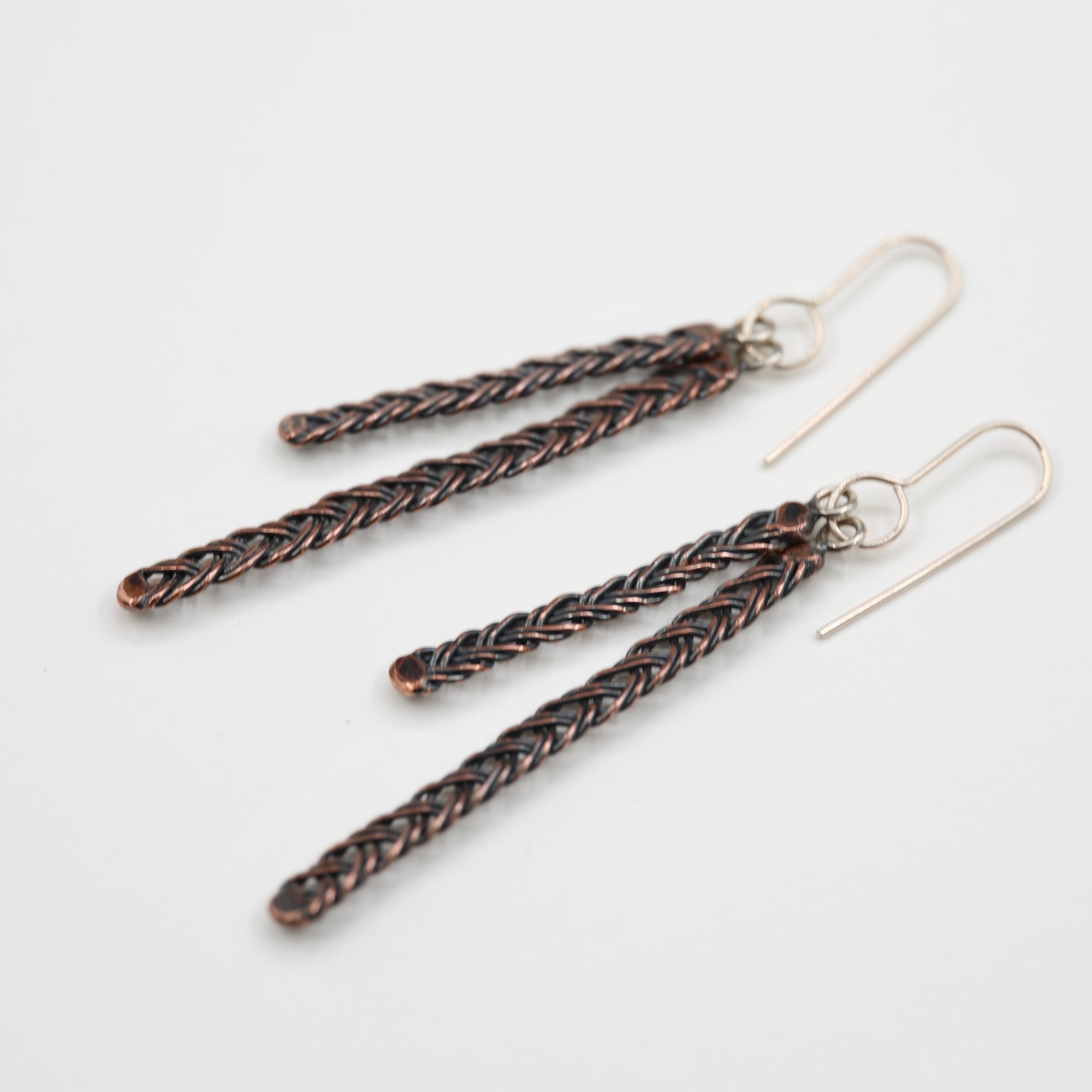 Copper Wire plait - Double Earrings