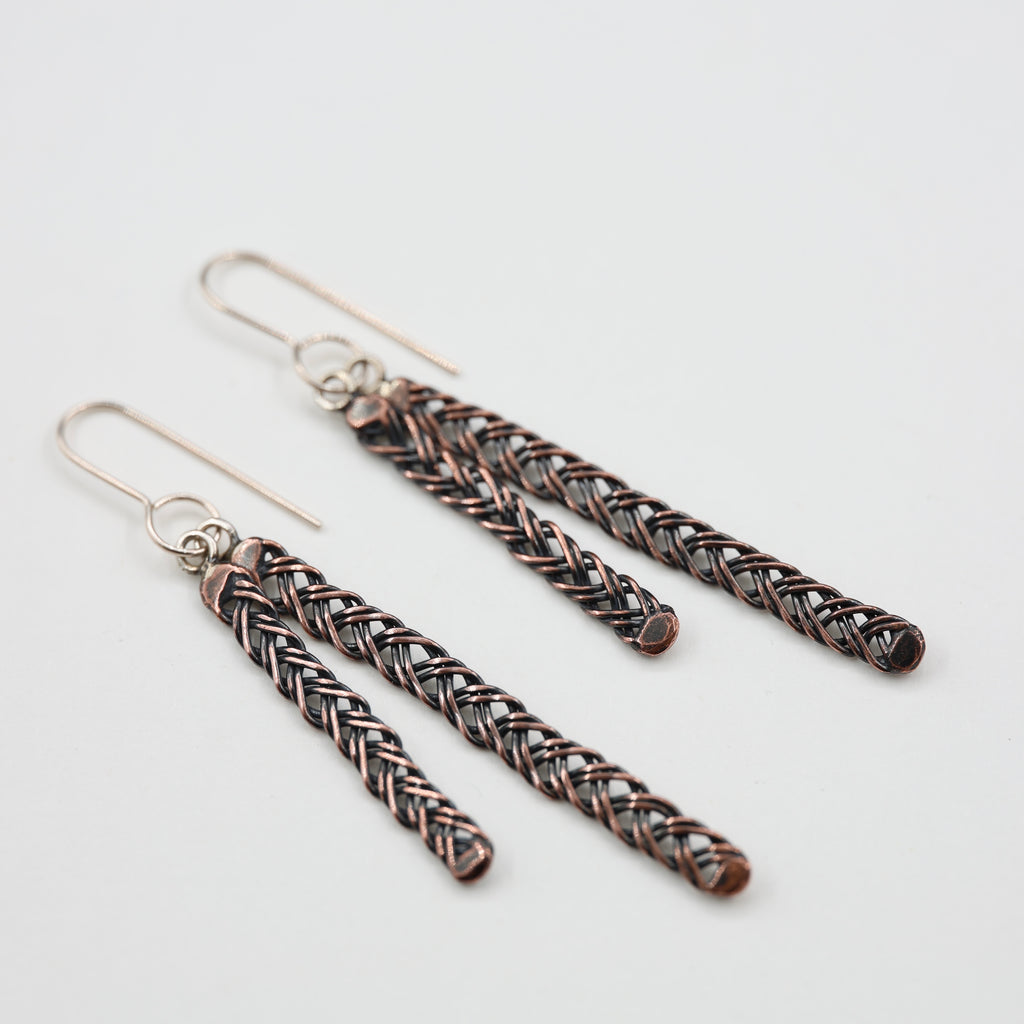 Copper Wire plait - Double Earrings
