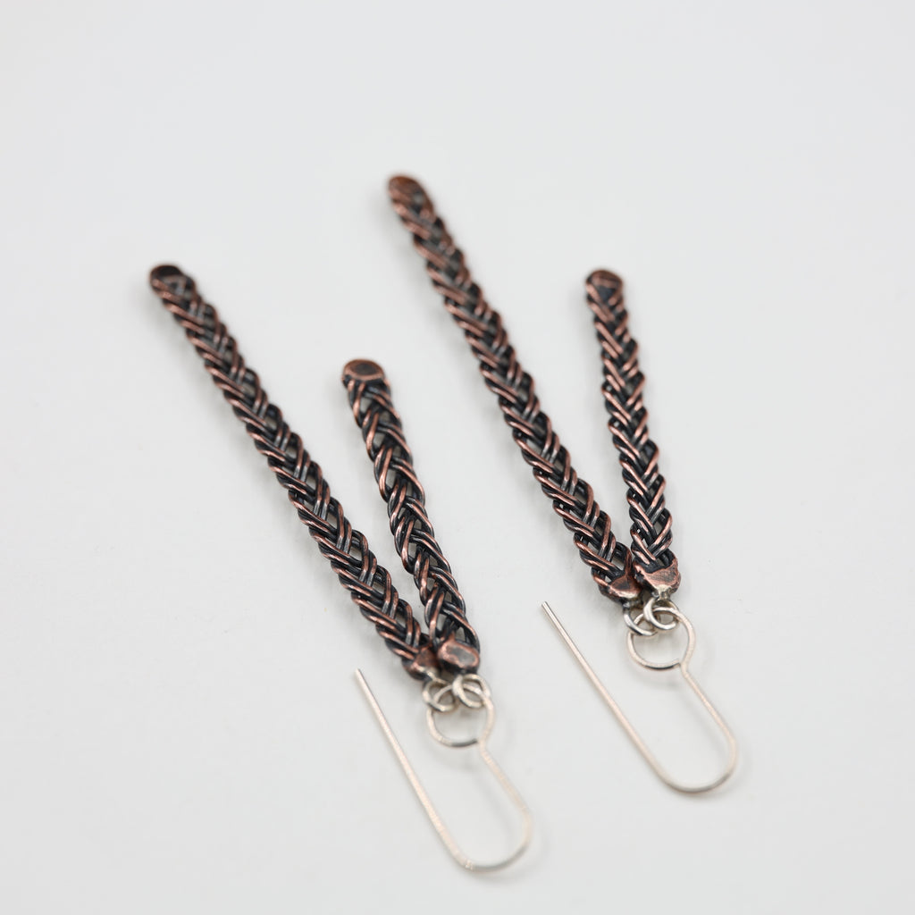 Copper Wire plait - Double Earrings