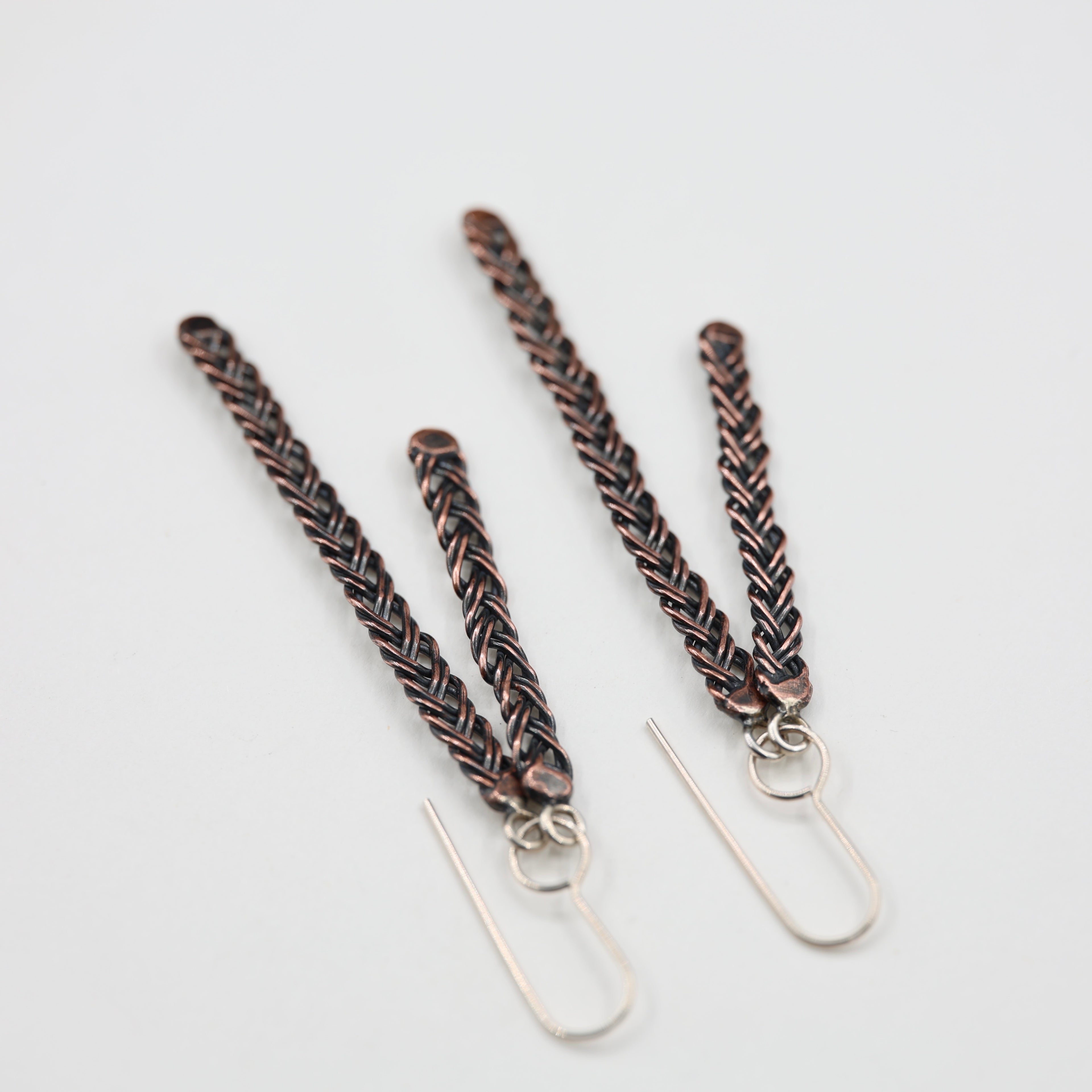 Copper Wire plait - Double Earrings