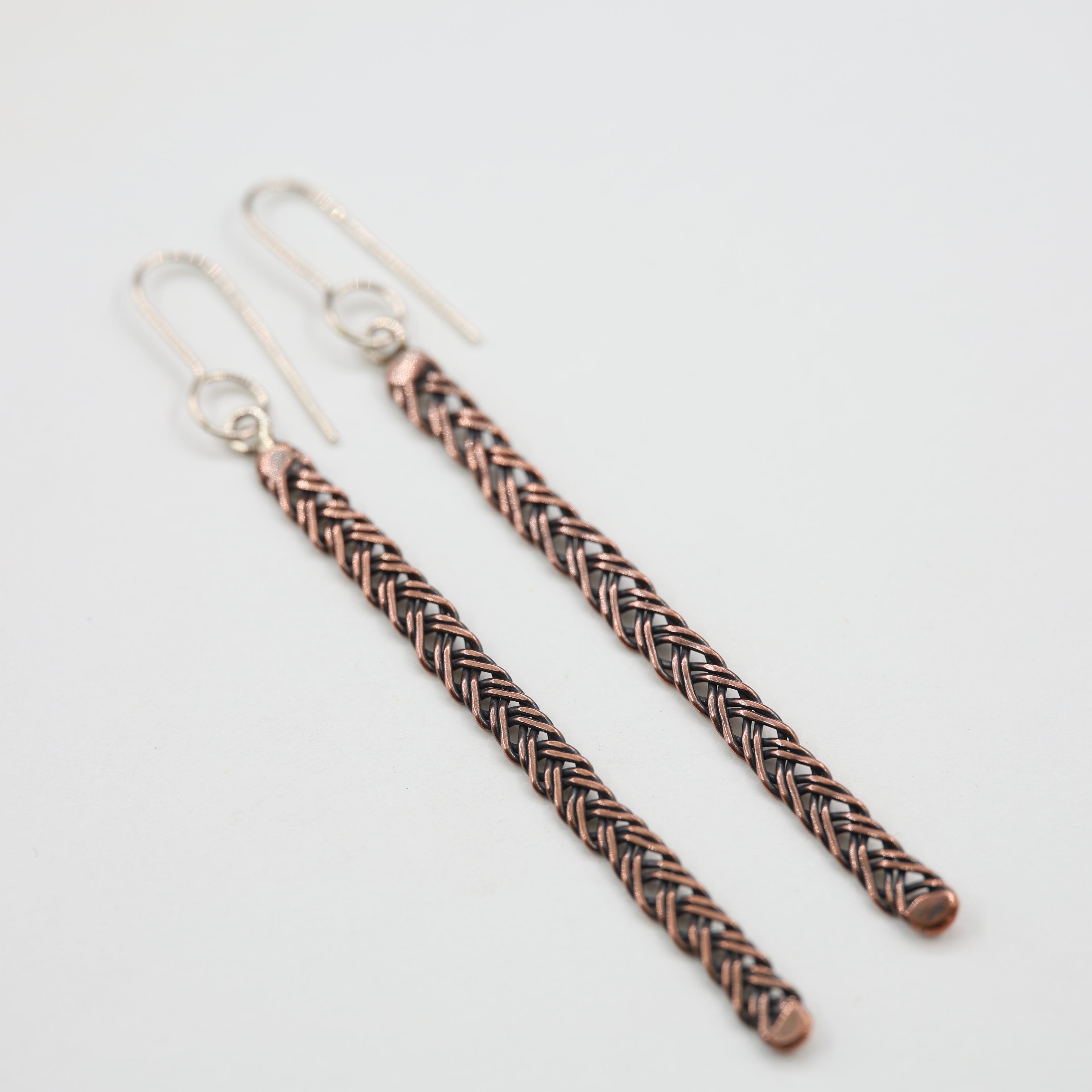 Copper Wire plait - Long Earrings