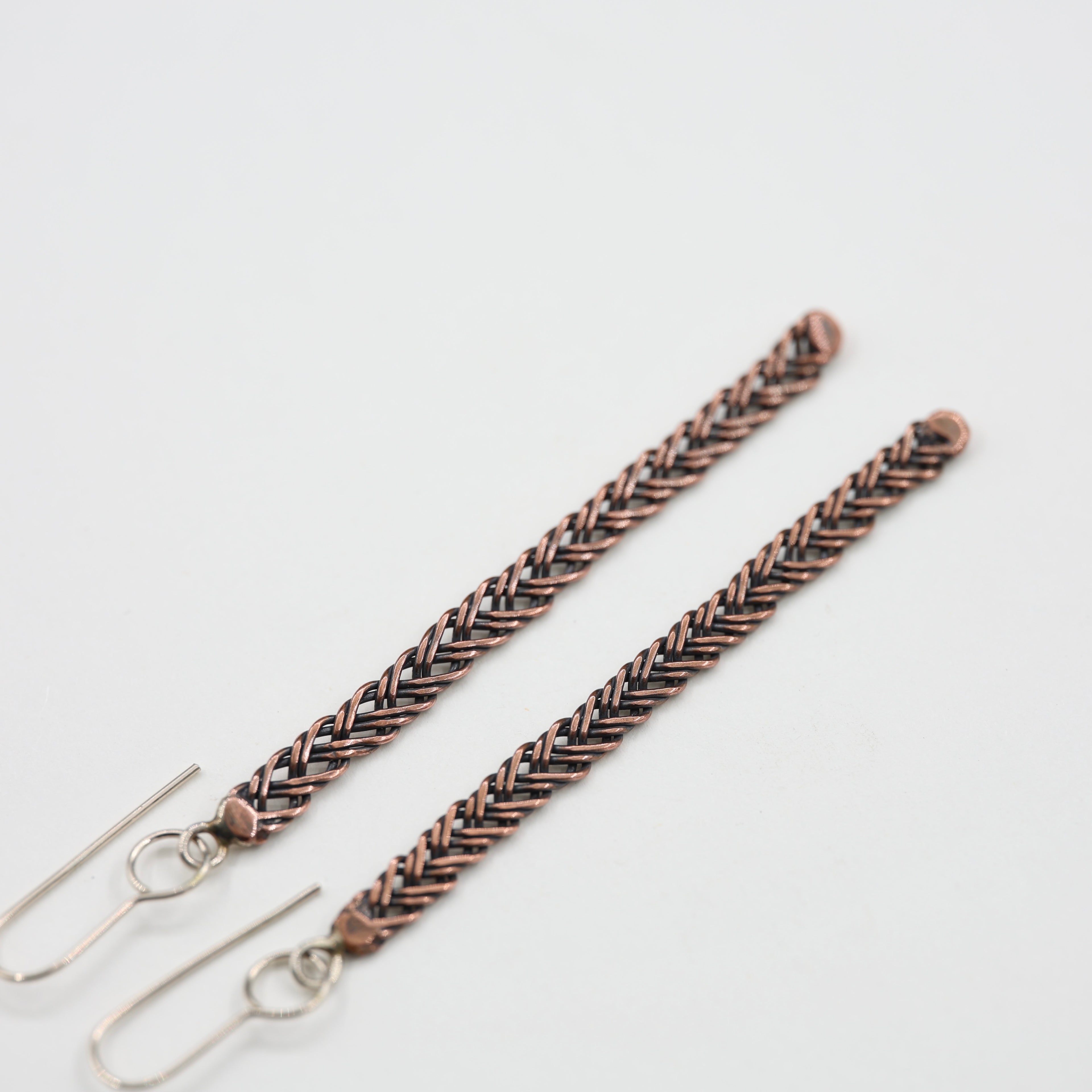 Copper Wire plait - Long Earrings
