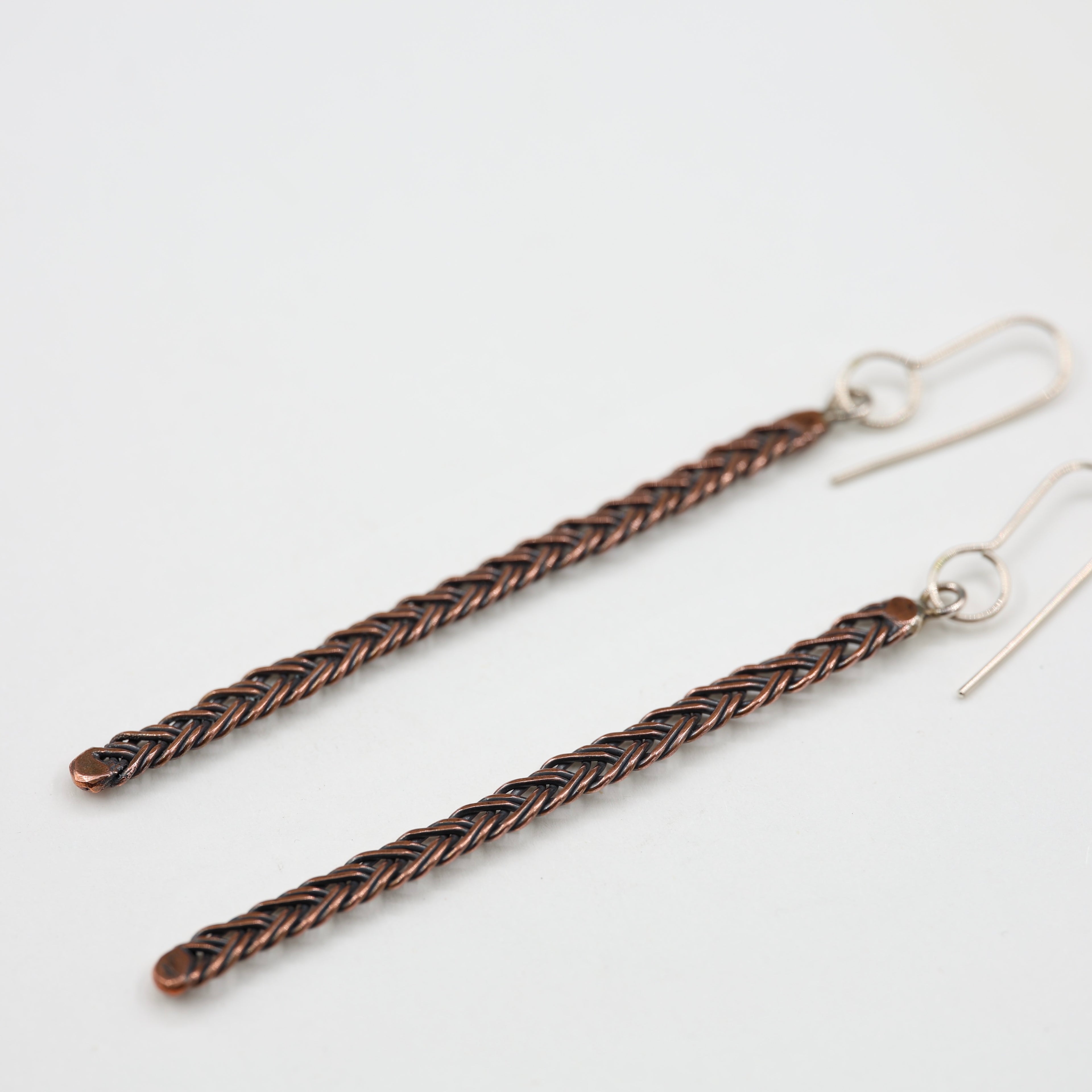 Copper Wire plait - Long Earrings