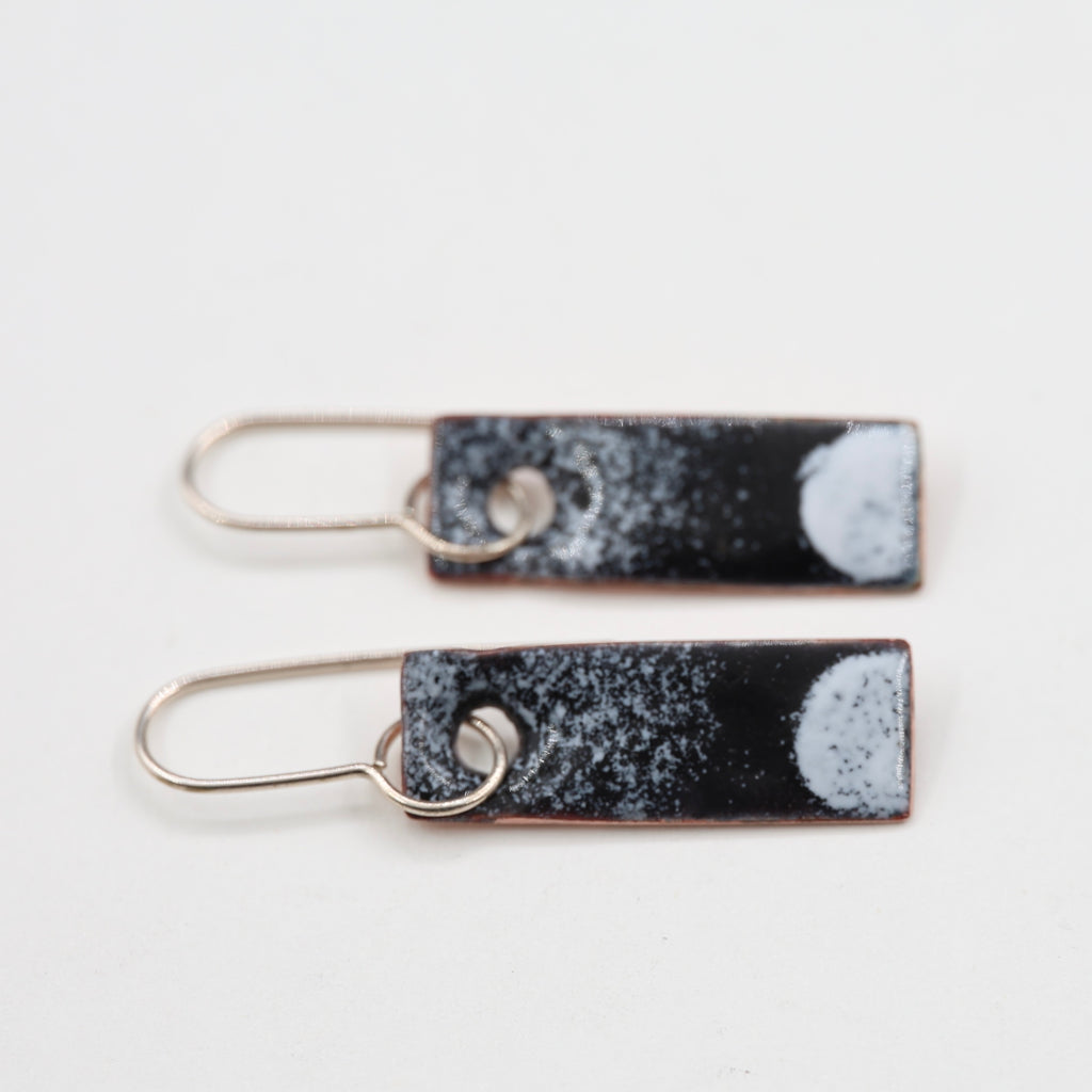 Black & white Enamel Earrings / Medium Rectangle