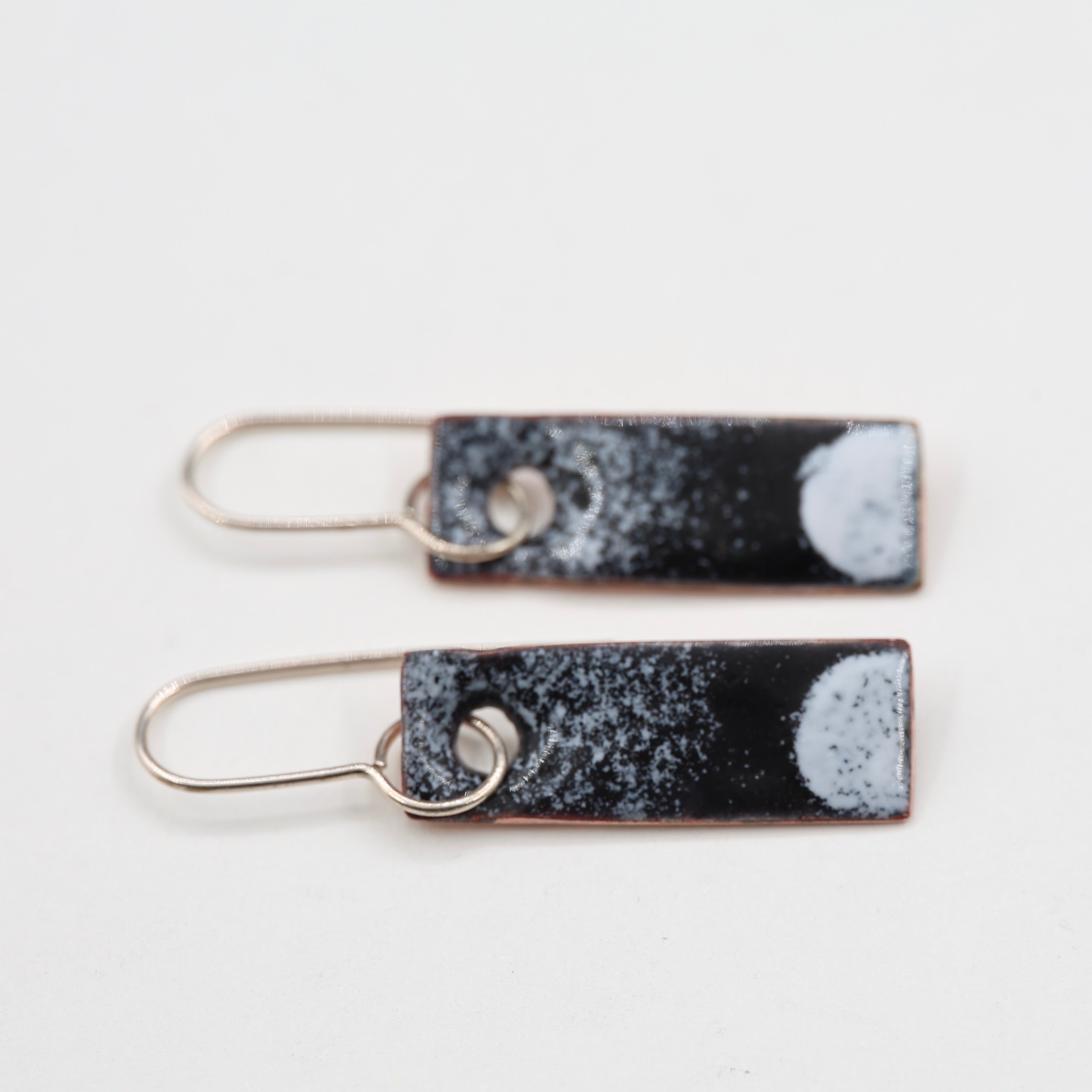 Black & white Enamel Earrings / Medium Rectangle