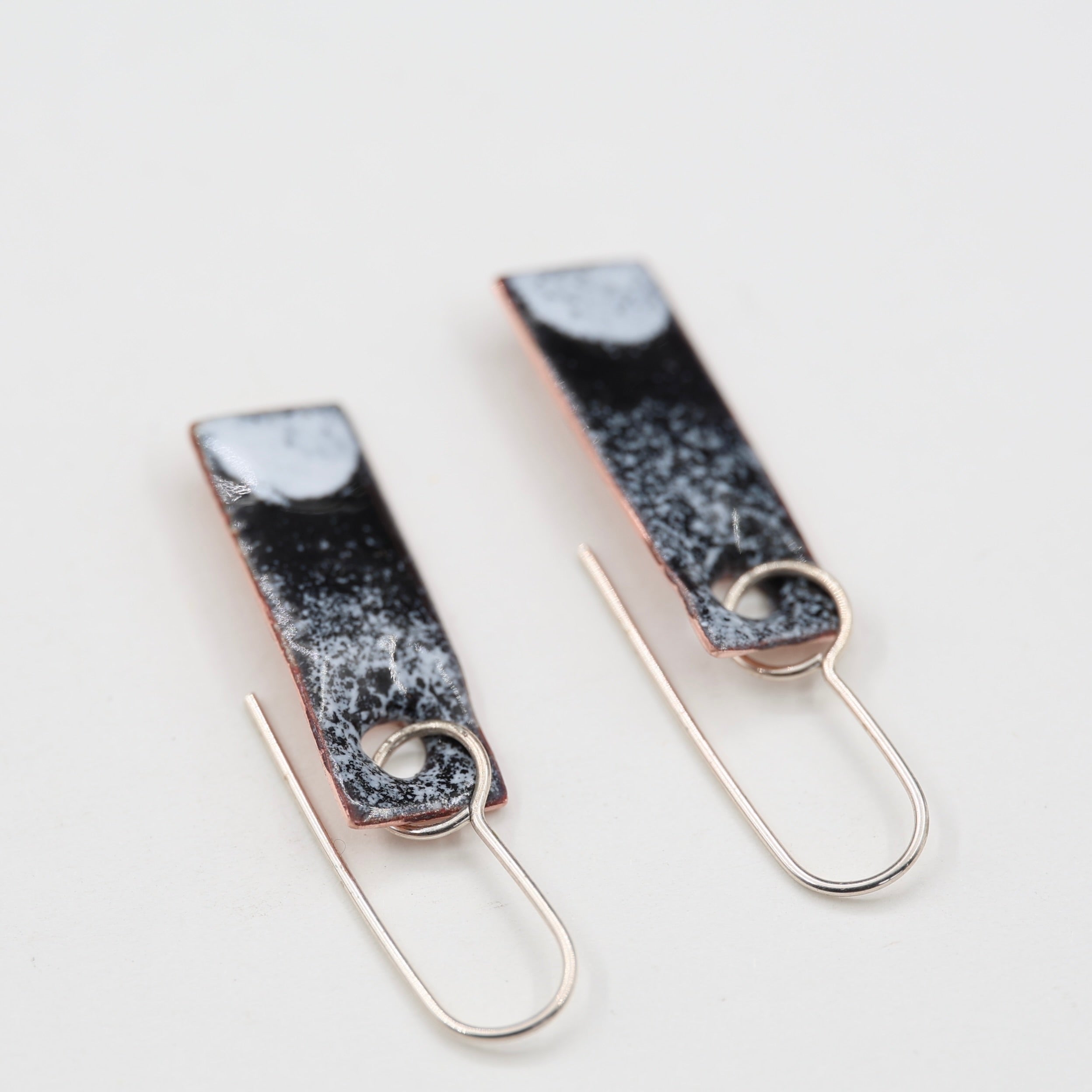 Black & white Enamel Earrings / Medium Rectangle