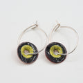 Black & Yellow Enamel Earrings / Large Hoops