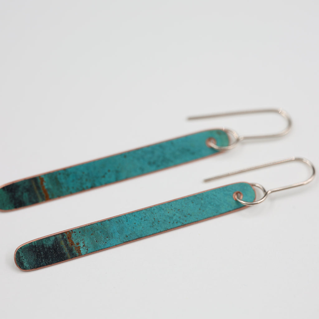 Copper Patina Earrings - Long 1
