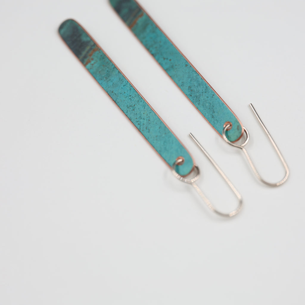 Copper Patina Earrings - Long 1